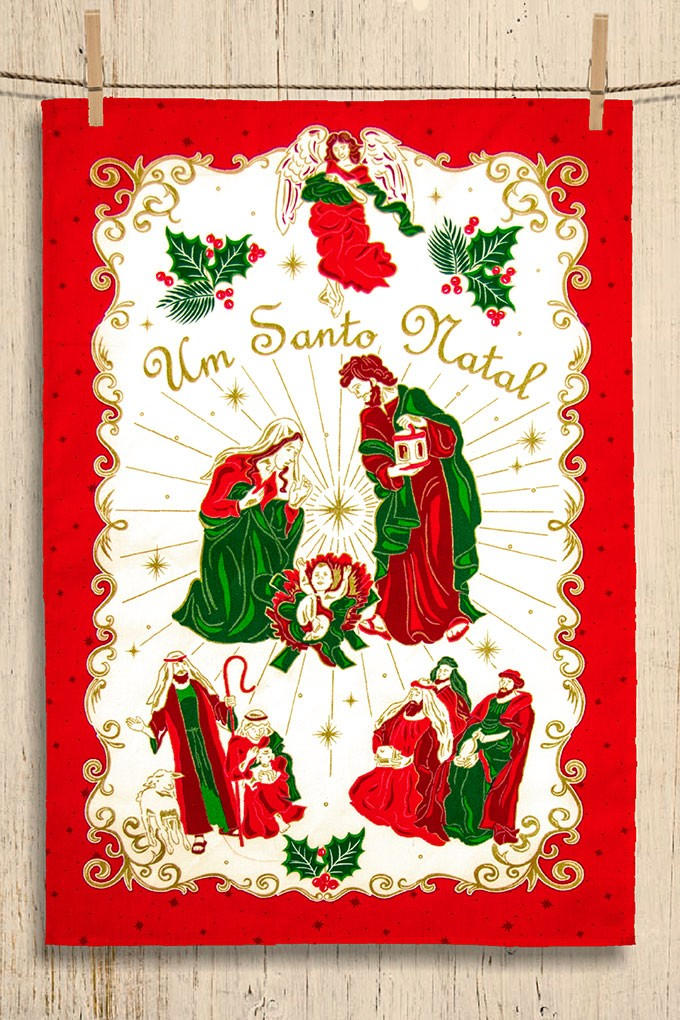 Panos de Natal Estampados- Um Santo Natal