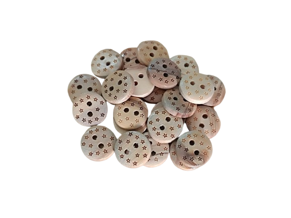 Laser-Cut Wooden Buttons - Little Stars