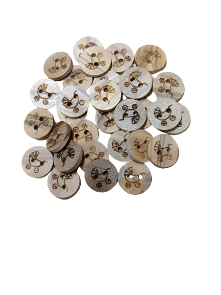 Boutons en bois découpés au laser - Petit Chariot