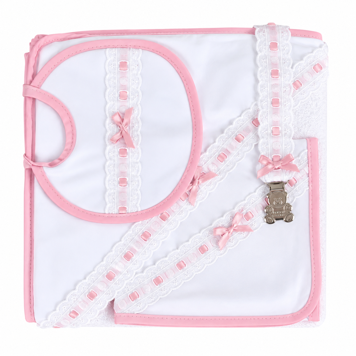 Conjunto de Bebé: Babete + Fralda + Toalha + Porta Chupeta