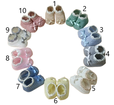 Bicolor Perlé Knit Booties with Bow | Spring/Summer Collection