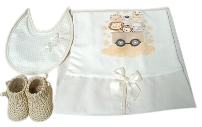Conjunto- Tapa Ovo, Babete, Sapatinho