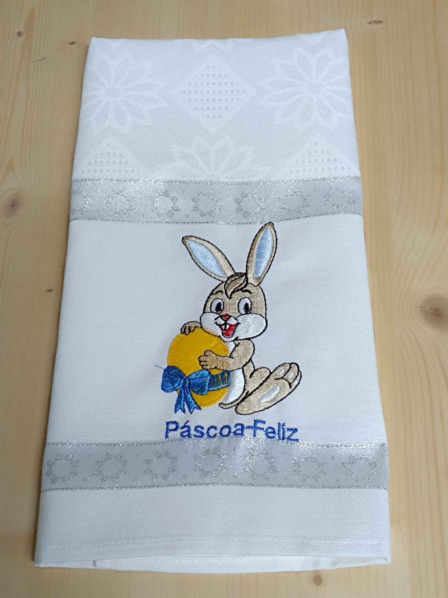 Panos de Cozinha Bordados Sarja Páscoa- Páscoa Feliz