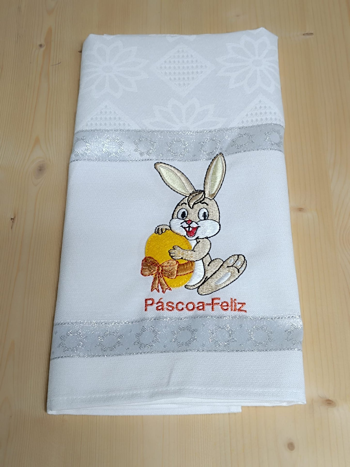 Panos de Cozinha Bordados Sarja Páscoa- Páscoa Feliz