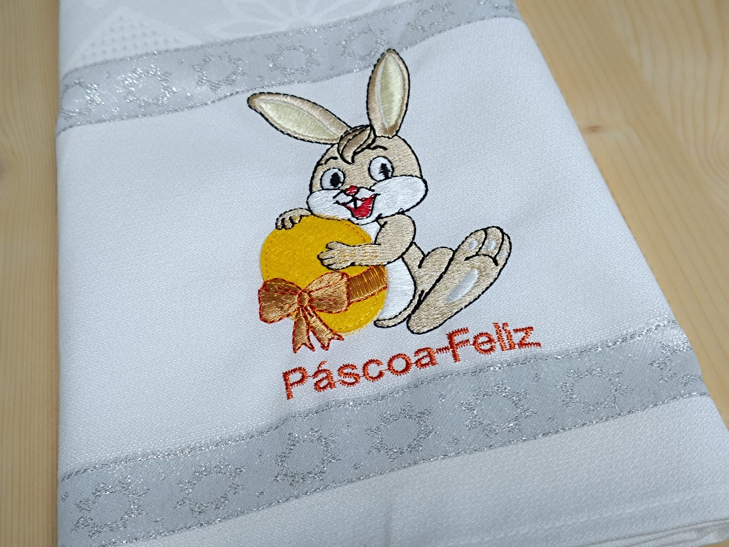 Panos de Cozinha Bordados Sarja Páscoa- Páscoa Feliz