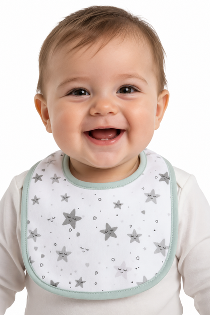 Bavoirs Imprimés avec Boutons-Pression - Petites Étoiles