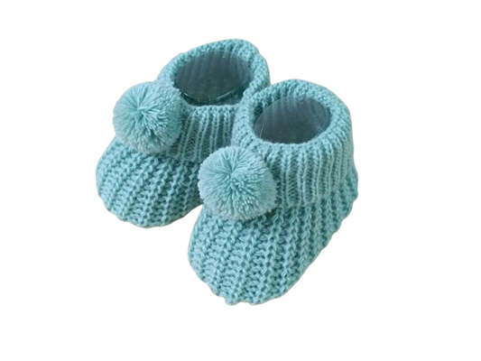 Carapins de Bebé em Malha com Pompom
