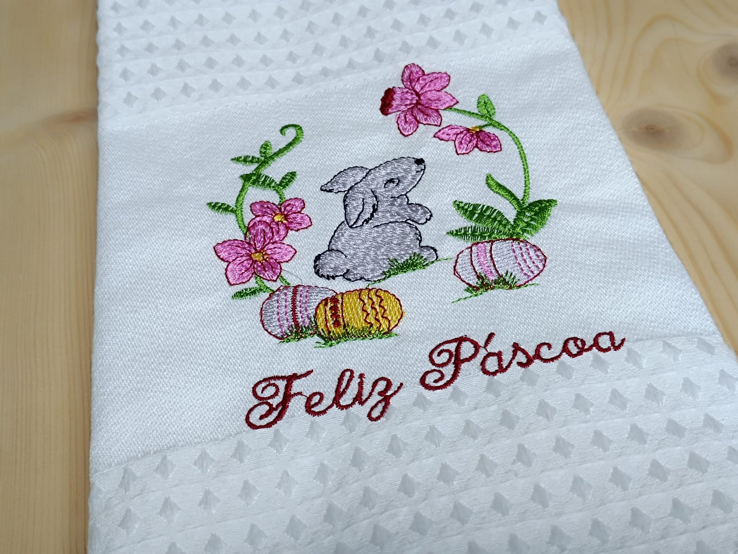 Panos de Cozinha Bordados Sarja Páscoa- Coelhinho