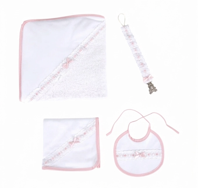 Conjunto de Bebé: Babete + Fralda + Toalha + Porta Chupeta