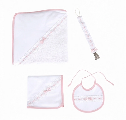 Conjunto de Bebé: Babete + Fralda + Toalha + Porta Chupeta