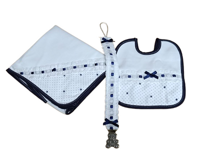 Conjunto- Fralda, Babete, Prende Chupeta