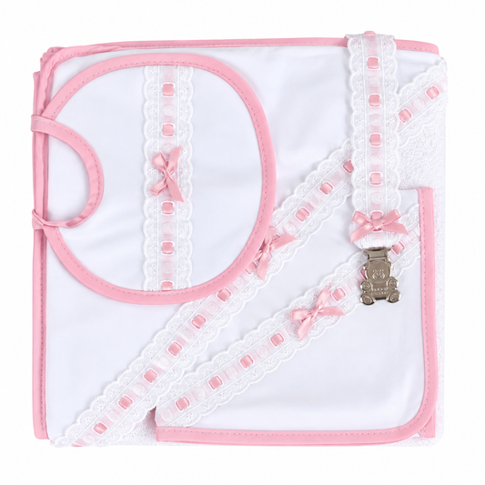 Conjunto de Bebé: Babete + Fralda + Toalha + Porta Chupeta