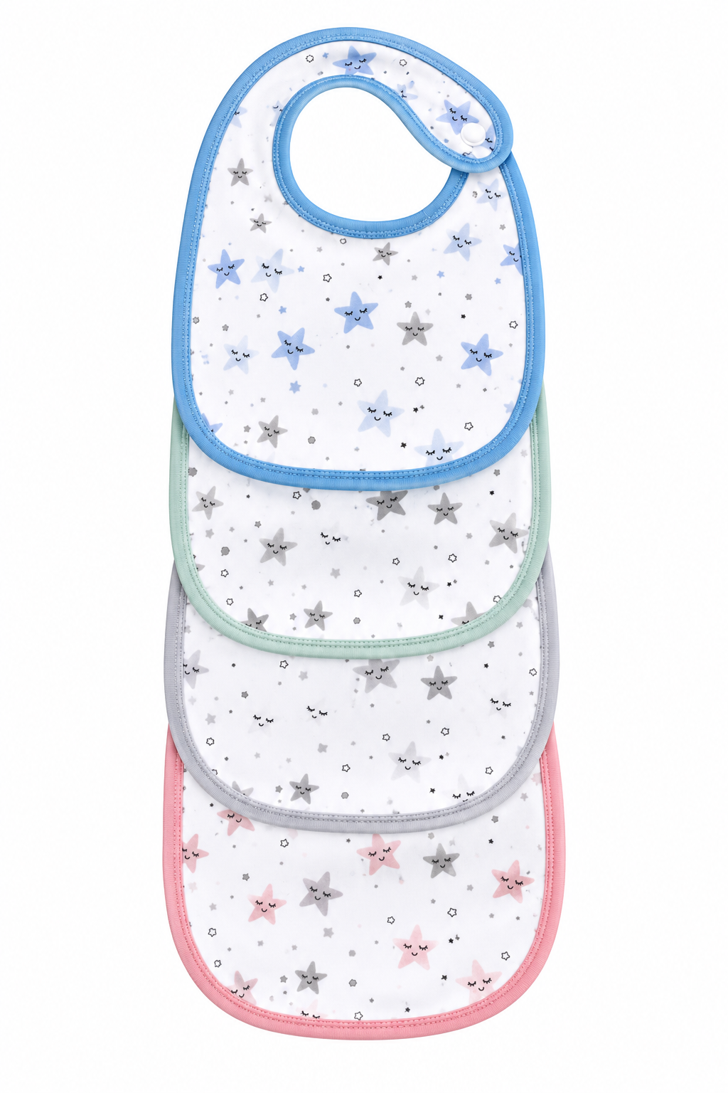 Bavoirs Imprimés avec Boutons-Pression - Petites Étoiles