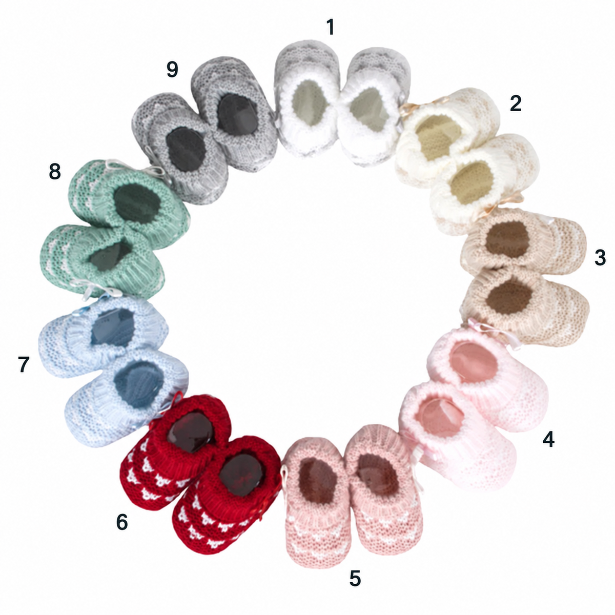 Chaussons en maille perlée avec nœud | Collection Automne/Hiver