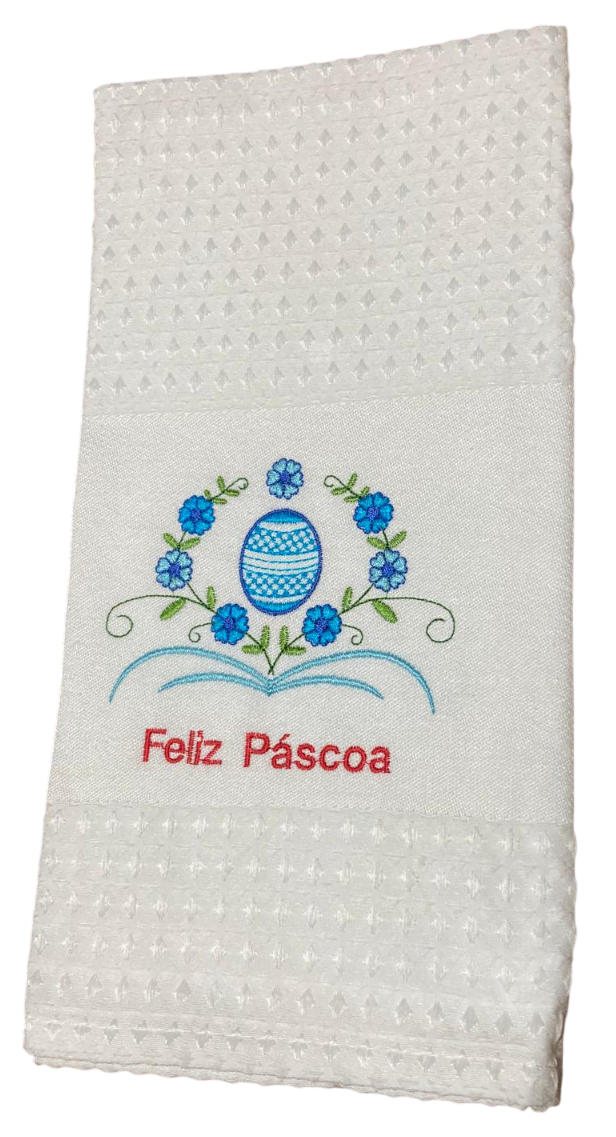 Panos de Cozinha Bordados Sarja- Feliz Páscoa