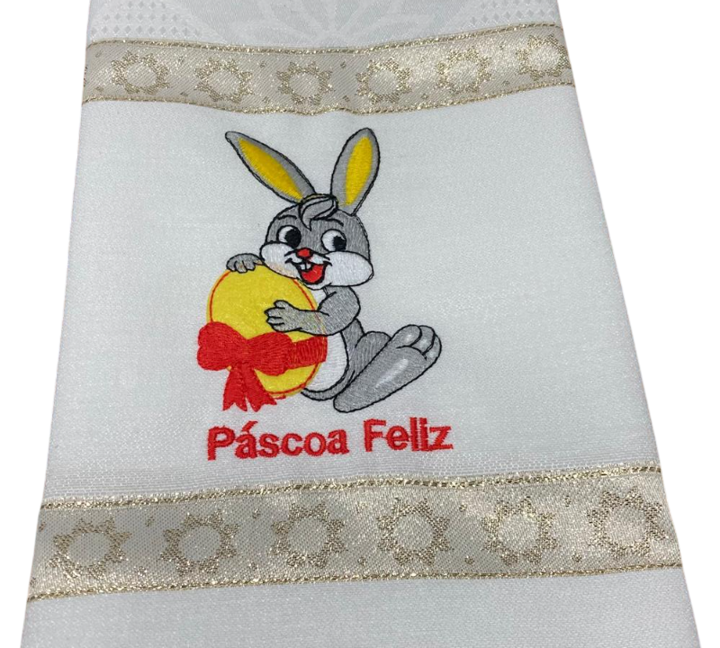 Panos de Cozinha Bordados Sarja- Coelhinho | Páscoa Feliz