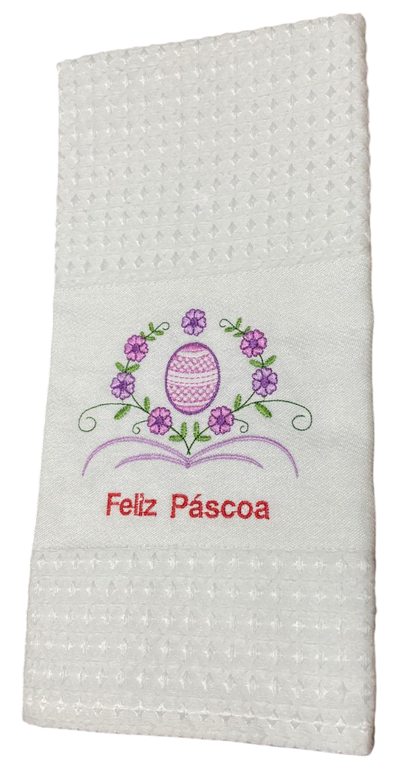 Panos de Cozinha Bordados Sarja- Feliz Páscoa