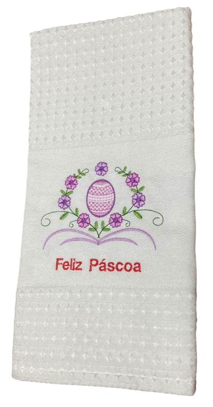 Panos de Cozinha Bordados Sarja- Feliz Páscoa