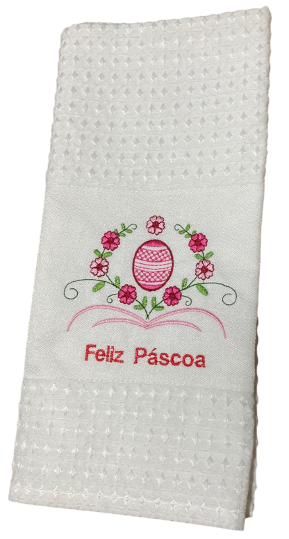 Panos de Cozinha Bordados Sarja- Feliz Páscoa