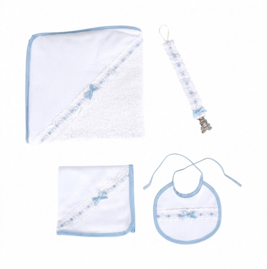 Conjunto de Bebé: Babete + Fralda + Toalha + Porta Chupeta