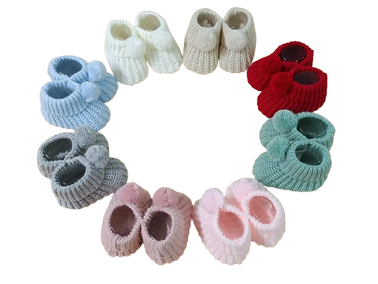 Carapins de Bebé em Malha com Pompom